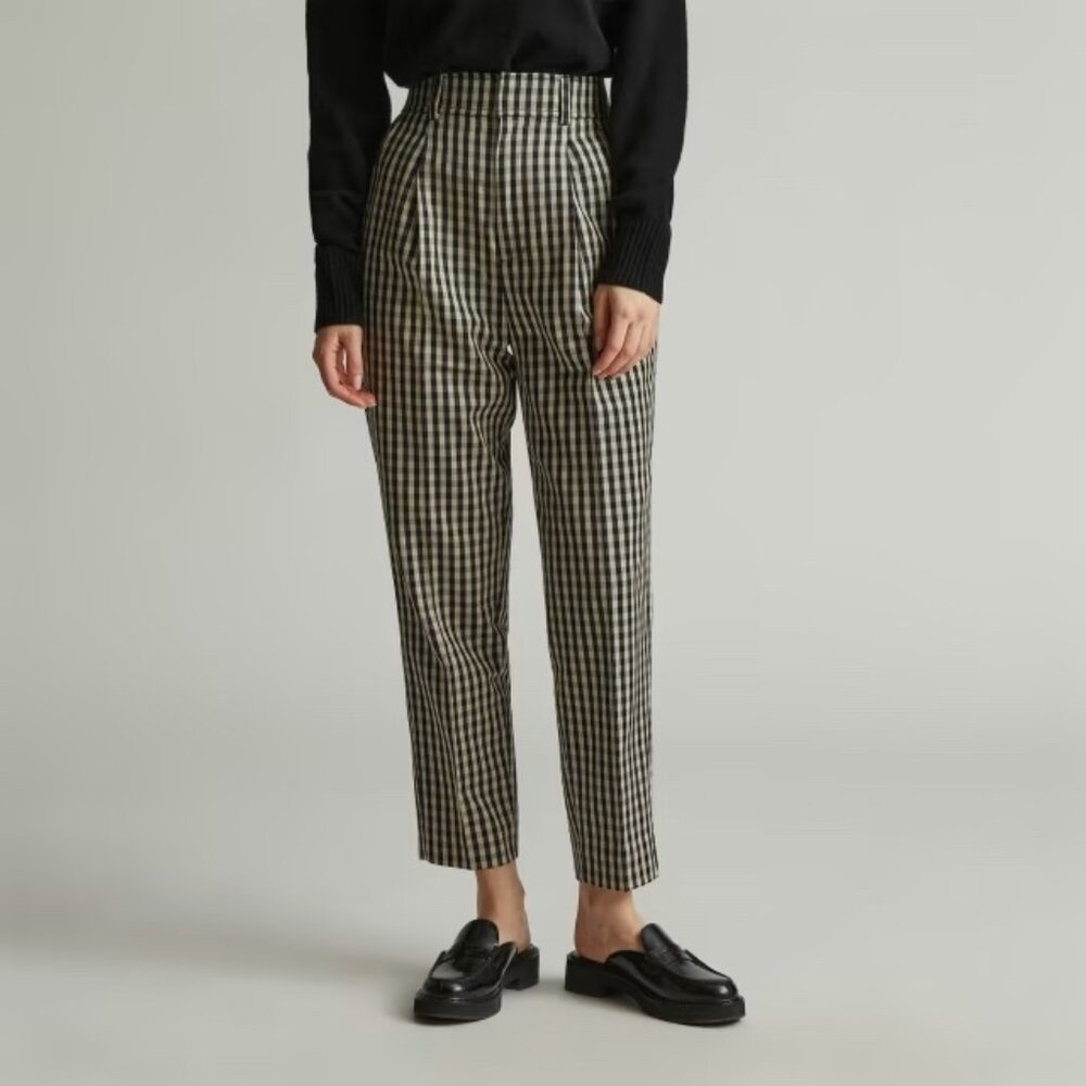 Everlane Gingham TENCEL Way-High Taper Pant